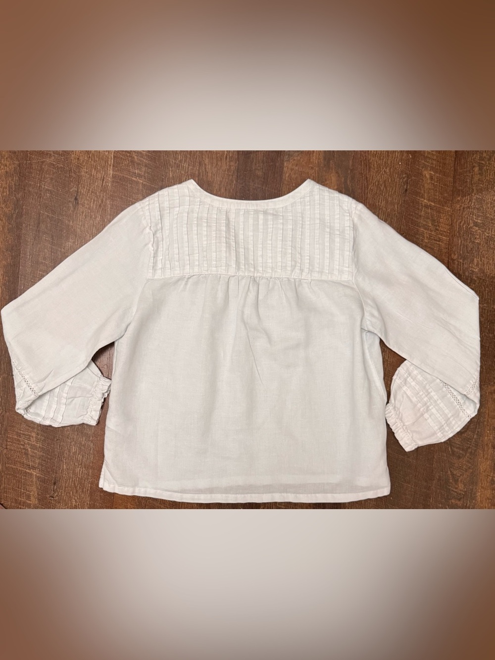 Rachel Zoe Cream Embroidered Linen Blend Peasant Blouse XL Boho Cottagecore - Picture 8 of 13